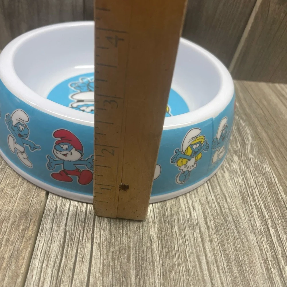 Nostalgic The Smurfs Pet Bowl Food Water Dish Blue Plastic 6” W 2” H Cat Dog